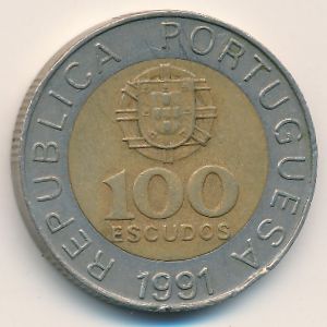 Portugal, 100 escudos, 1991