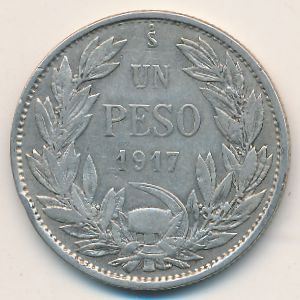 Чили, 1 песо (1917 г.)