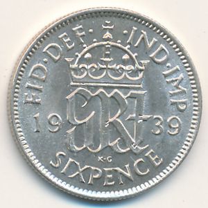 Великобритания, 6 пенсов (1939 г.)