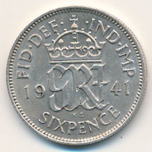 Великобритания, 6 пенсов (1941 г.)