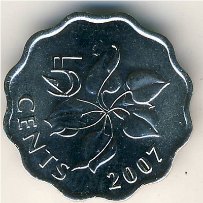 Swaziland, 5 cents, 1995–2010