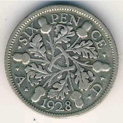 Великобритания, 6 пенсов (1928 г.)