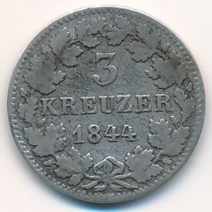 Баден, 3 крейцера (1844 г.)