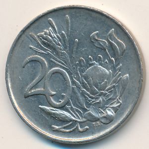 South Africa, 20 cents, 1977