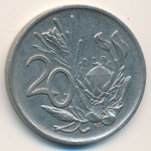 South Africa, 20 cents, 1977