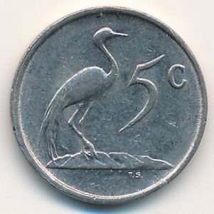 South Africa, 5 cents, 1988