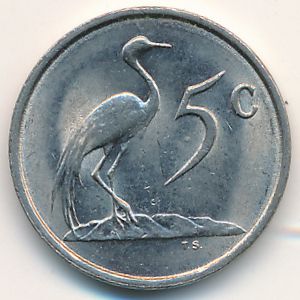 South Africa, 5 cents, 1988