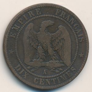 France, 10 centimes, 1852–1857