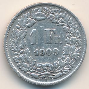 Швейцария, 1 франк (1909 г.)