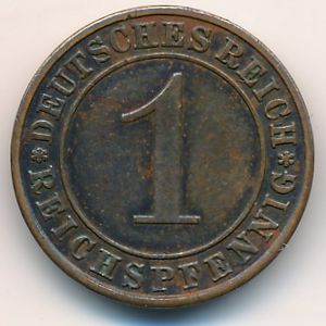 Веймарская республика, 1 рейхспфенниг (1930 г.)