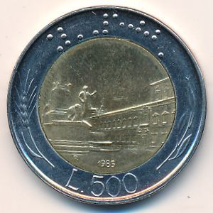 Италия, 500 лир (1985 г.)