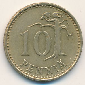 Finland, 10 pennia, 1964