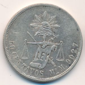 Mexico, 50 centavos, 1869–1888