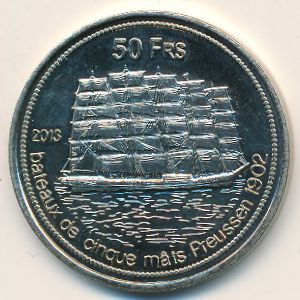Остров Тромлен., 50 франков (2013 г.)