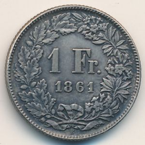 Switzerland, 1 franc, 1860–1861