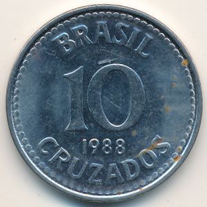 Бразилия, 10 крузадо (1988 г.)