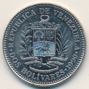 Venezuela, 2 bolivares, 1990
