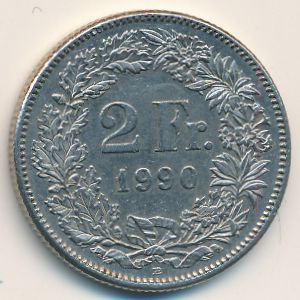 Швейцария, 2 франка (1990 г.)