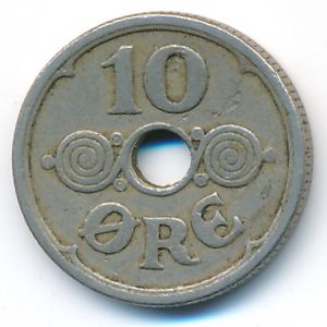 Denmark, 10 ore, 1924