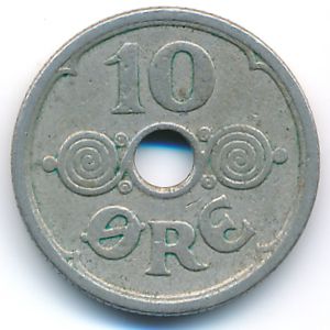 Denmark, 10 ore, 1925