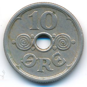 Denmark, 10 ore, 1925