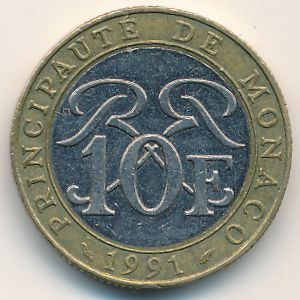 Монако, 10 франков (1991 г.)
