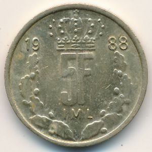 Люксембург, 5 франков (1988 г.)