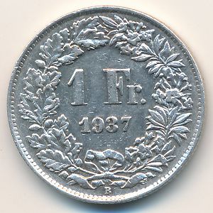 Швейцария, 1 франк (1937 г.)