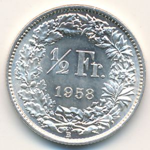 Швейцария, 1/2 франка (1958 г.)
