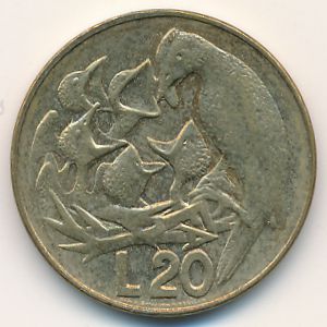 Сан-Марино, 20 лир (1975 г.)
