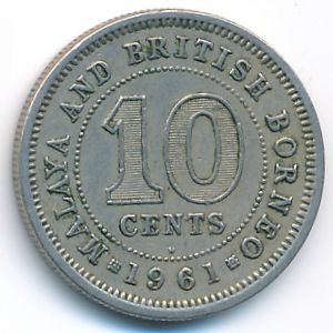 Malaya and British Borneo, 10 cents, 1961