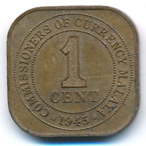 Malaya, 1 cent, 1945
