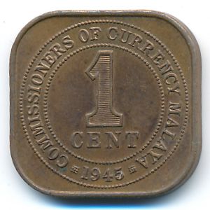 Malaya, 1 cent, 1945