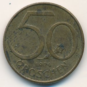 Austria, 50 groschen, 1974