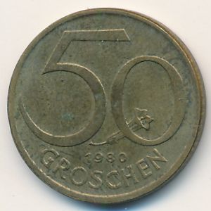 Austria, 50 groschen, 1980