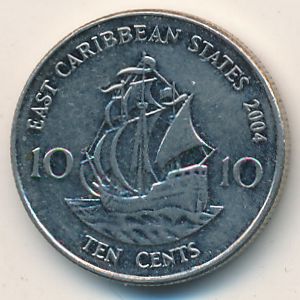 Восточные Карибы, 10 центов (2004 г.)