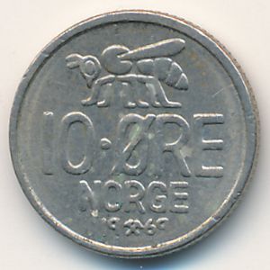 Norway, 10 ore, 1969