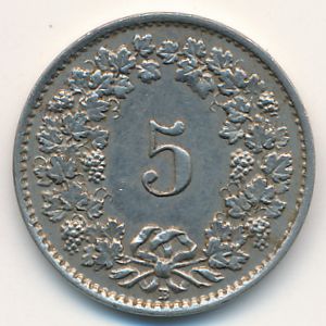 Швейцария, 5 раппенов (1934 г.)
