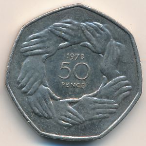 Великобритания, 50 пенсов (1973 г.)