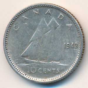 Канада, 10 центов (1943 г.)