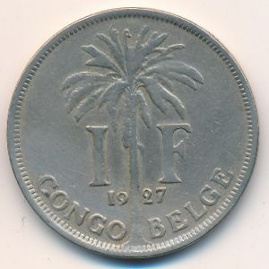 Бельгийское Конго, 1 франк (1927 г.)
