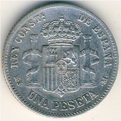 Spain, 1 peseta, 1881–1885