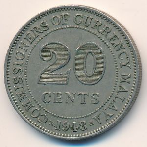 Малайя, 20 центов (1948 г.)