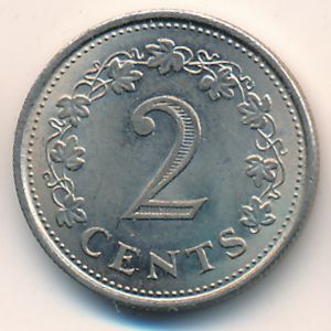 Malta, 2 cents, 1972