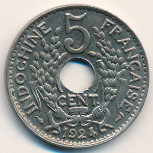French Indo China, 5 cents, 1924