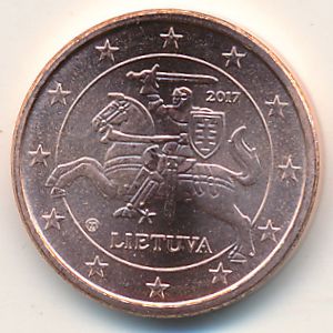 Lithuania, 1 euro cent, 2015–2017