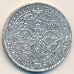 Стрейтс-Сетлментс, 1 доллар (1908 г.)