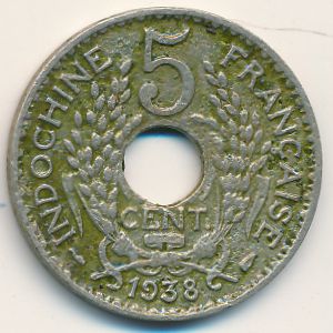Французский Индокитай, 5 центов (1938 г.)