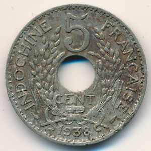Французский Индокитай, 5 центов (1938 г.)