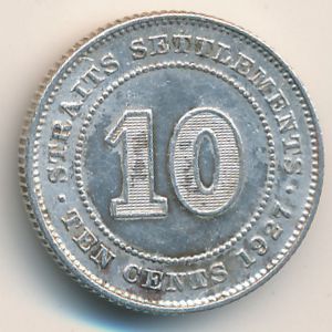 Стрейтс-Сетлментс, 10 центов (1927 г.)